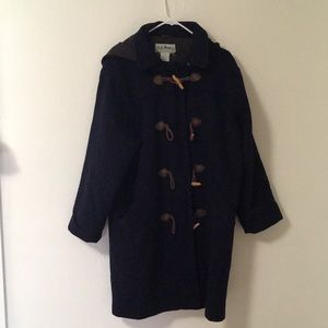 LL Bean Toggle Coat Navy Sz 12